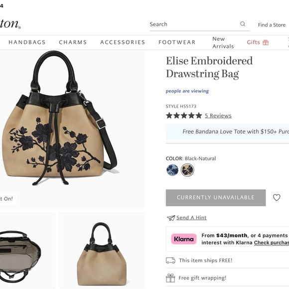 Brighton “Elise” Black and Tan Drawstring Bag - Picture 3 of 11